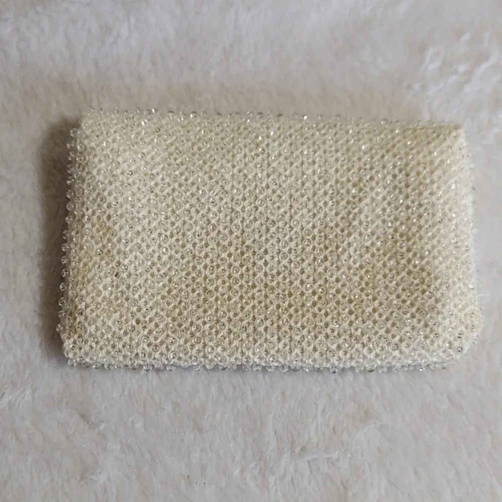 Vintage 50s Lumerd Sparkly White Evening Bag with matching coin purse - Picture 8 of 16